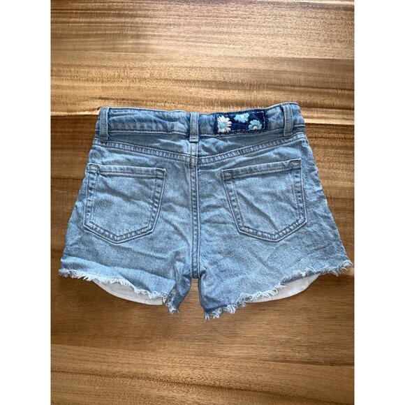 Cat & Jack Girls Distressed Denim Blue Shorts w/ Embroidered Flowers Medium - Picture 3 of 12